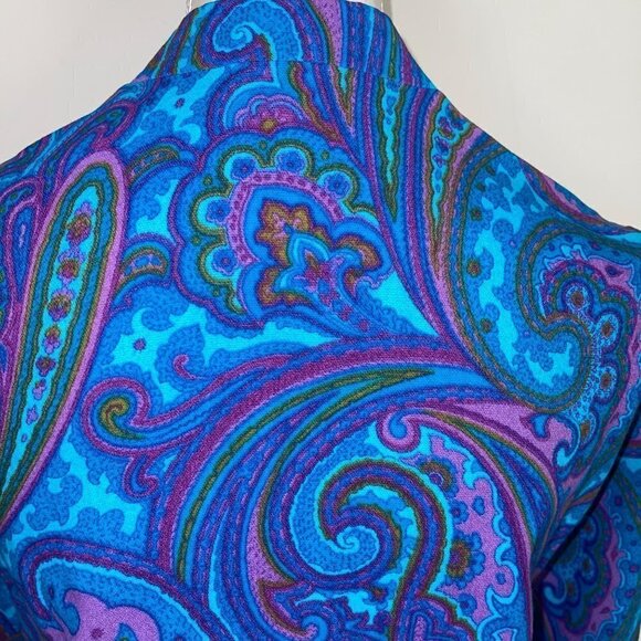Young Tiffany Melbourne Dress Vintage Purple Turquoise Paisley Zipper Front - Picture 6 of 12